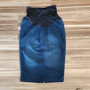 First Kick Maternity Blue Denim Pencil Skirt - Size Small - NWOT